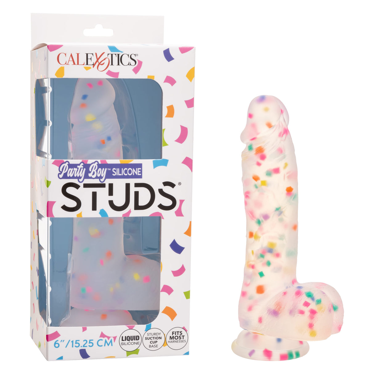 California Exotics - Party Boy Confetti Silicone Studs Dildo 6" (Multicolor) CE2121 CherryAffairs