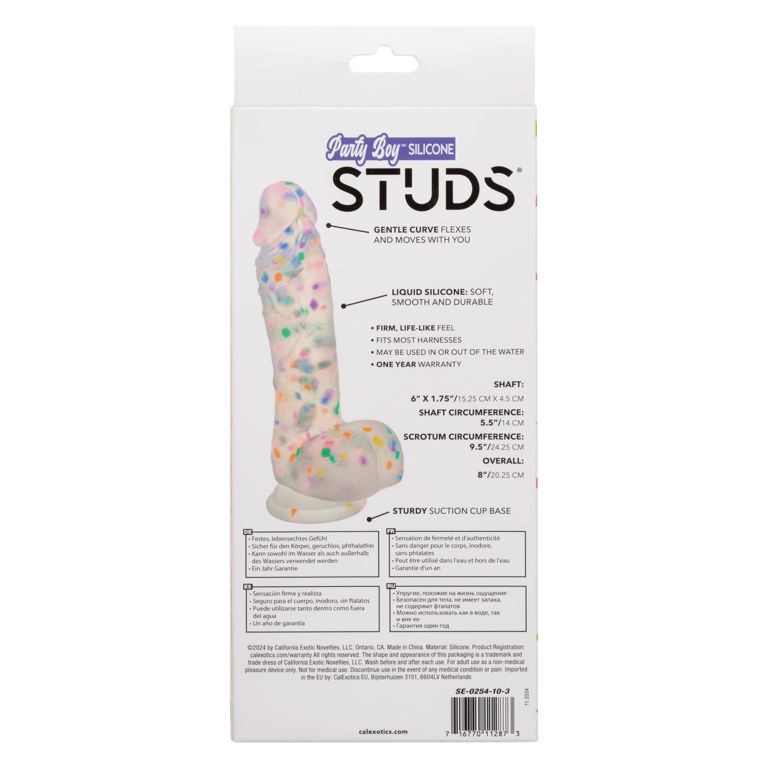 California Exotics - Party Boy Confetti Silicone Studs Dildo 6" (Multicolor) CE2121 CherryAffairs