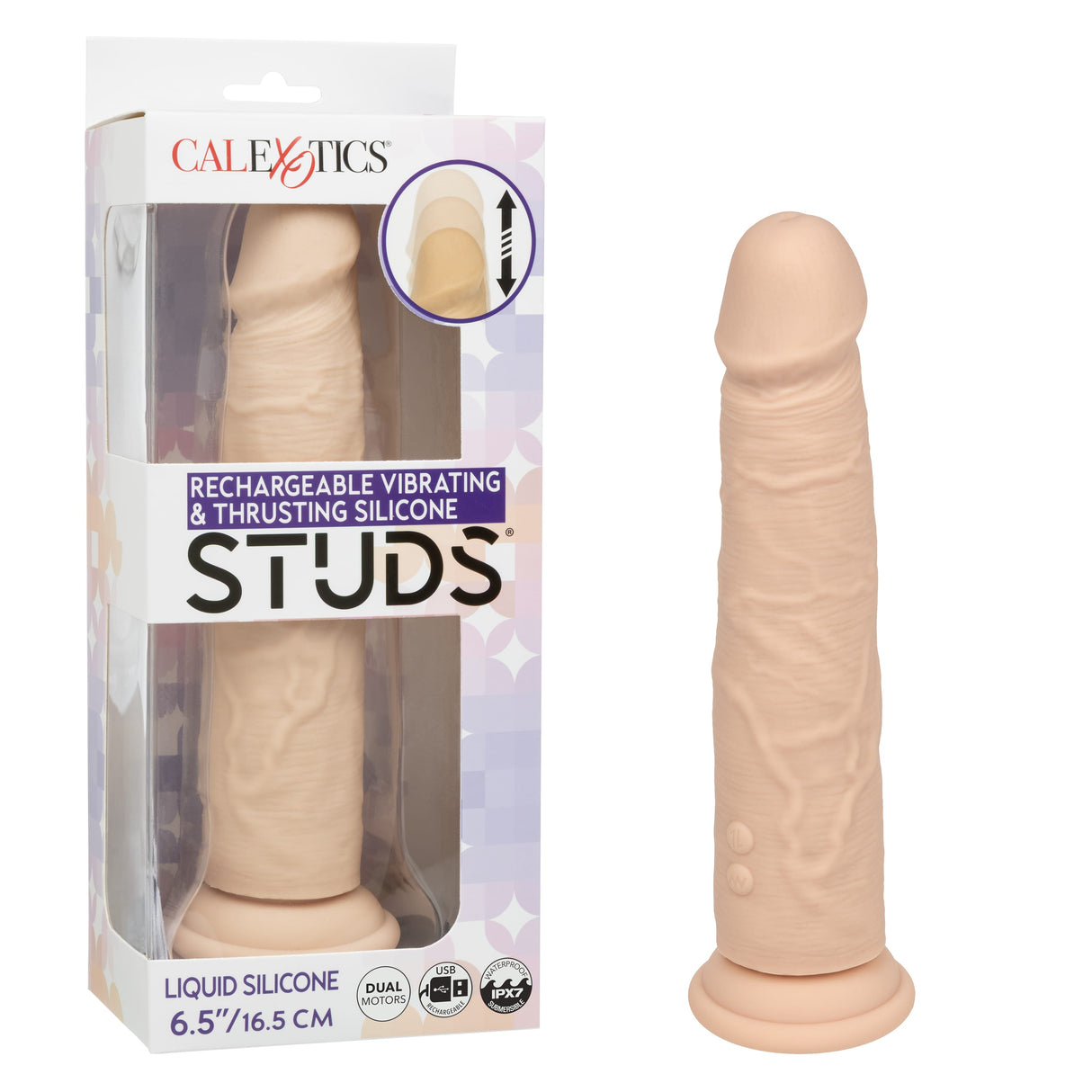 California Exotics - Rechargeable Vibrating Thrusting Silicone Studs Realistic Dildo CherryAffairs