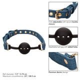 California Exotics - Ride 'em Premium Denim Collection Ball Gag (Blue) CE2085 CherryAffairs