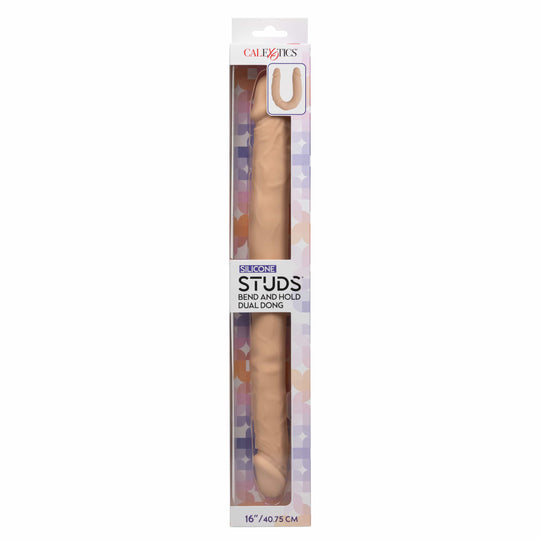 CalExotics - Dildo Dual Dong Lentur dan Pegang dengan Stud Silikon 16"