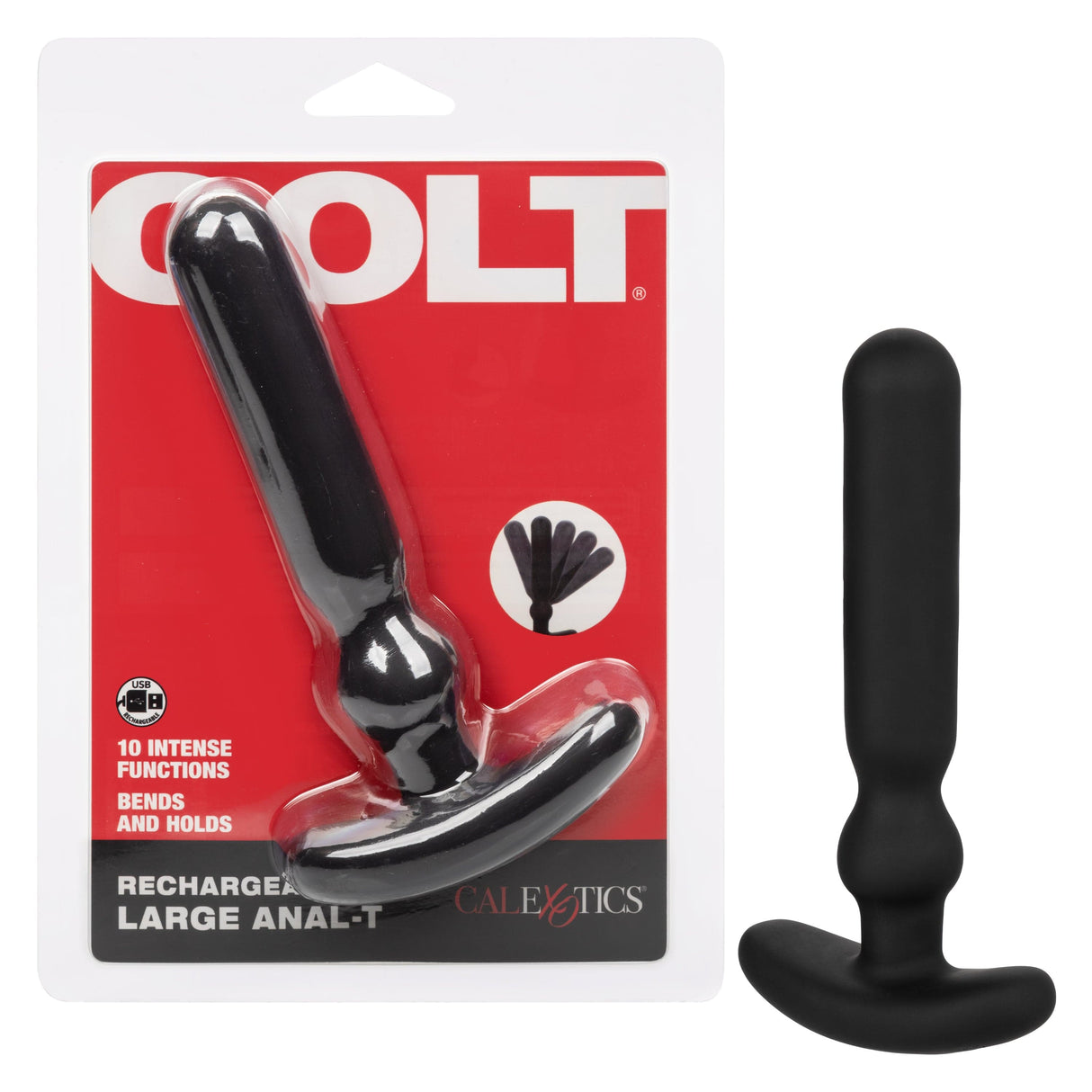 Colt - Rechargeable Large Anal T Vibrating Anal Plug (Black) CO1038 CherryAffairs