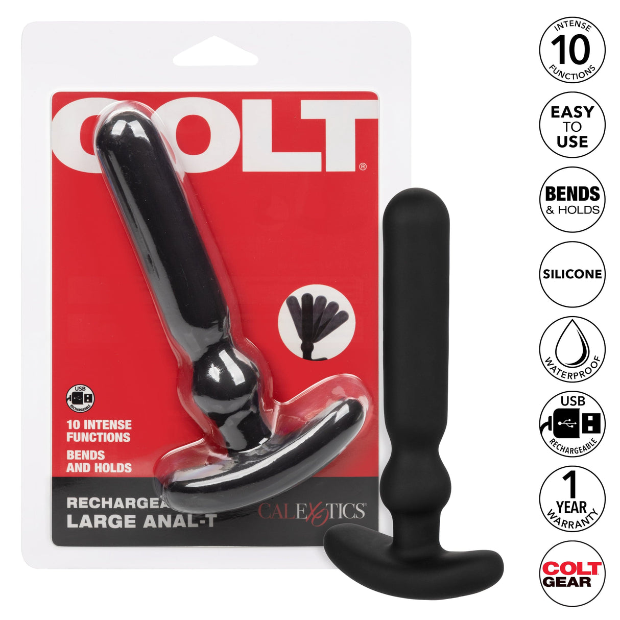 Colt - Rechargeable Large Anal T Vibrating Anal Plug (Black) CO1038 CherryAffairs
