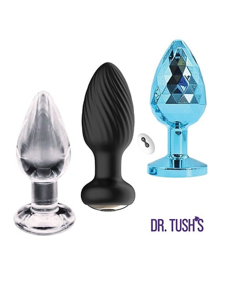 Dr. Tush's - Venture Glass, Metal & Vibrating Anal Plug Set (Multi Colour) DT1006 CherryAffairs