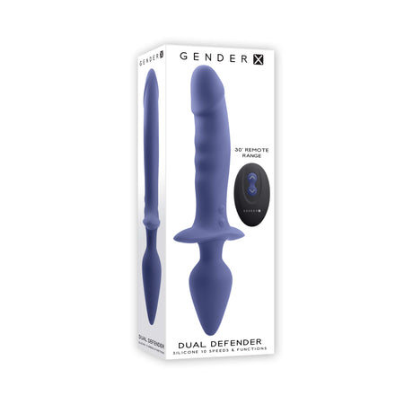 Evolved - Gender X Dual Defender Vibrating Anal Plug and Dildo (Blue) EV1130 CherryAffairs