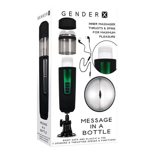 Evolved - Gender X Message In A Bottle Spinning Thrusting Stroker Masturbator (Black) EV1090 CherryAffairs