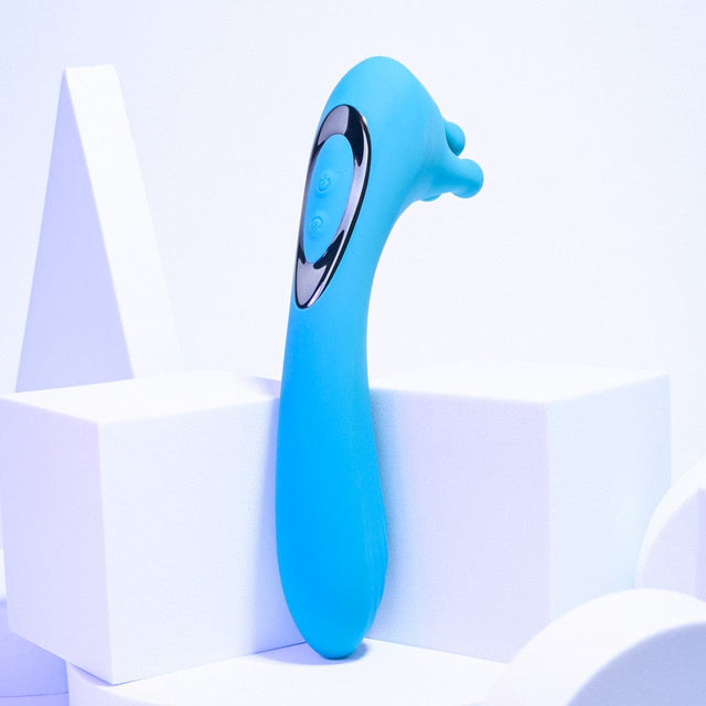 Evolved - Heads Or Tails Vibrating Dildo Clit Massager (Blue) EV1151 CherryAffairs