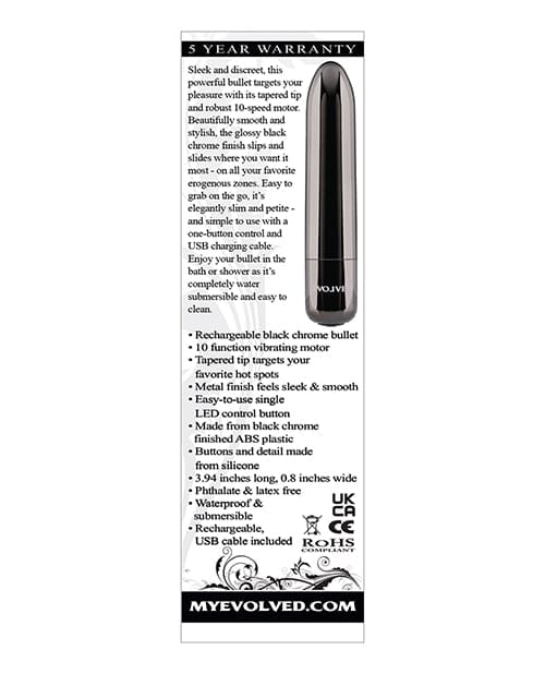 Evolved - Real Simple Rechargeable Bullet Vibrator (Black Chrome) EV1227 CherryAffairs