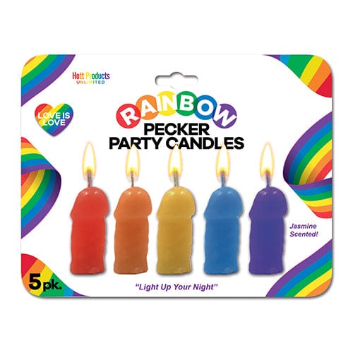 Hott Products - Rainbow Pecker Jasmine Scented Party Candles Pack of 5 (Multi Colour)    Party Novelties