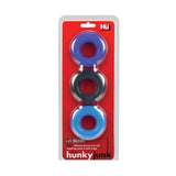 Hunky Junk - Cobalt Three Piece Stretch Cock Ring Set (Blue) OX1050 CherryAffairs