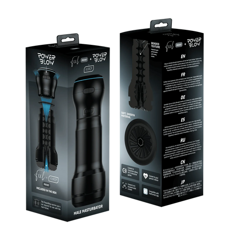 Kiiroo - PowerBlow & Feel Pocket App-Controlled Suction Masturbator Combo (Black) KR1101 CherryAffairs
