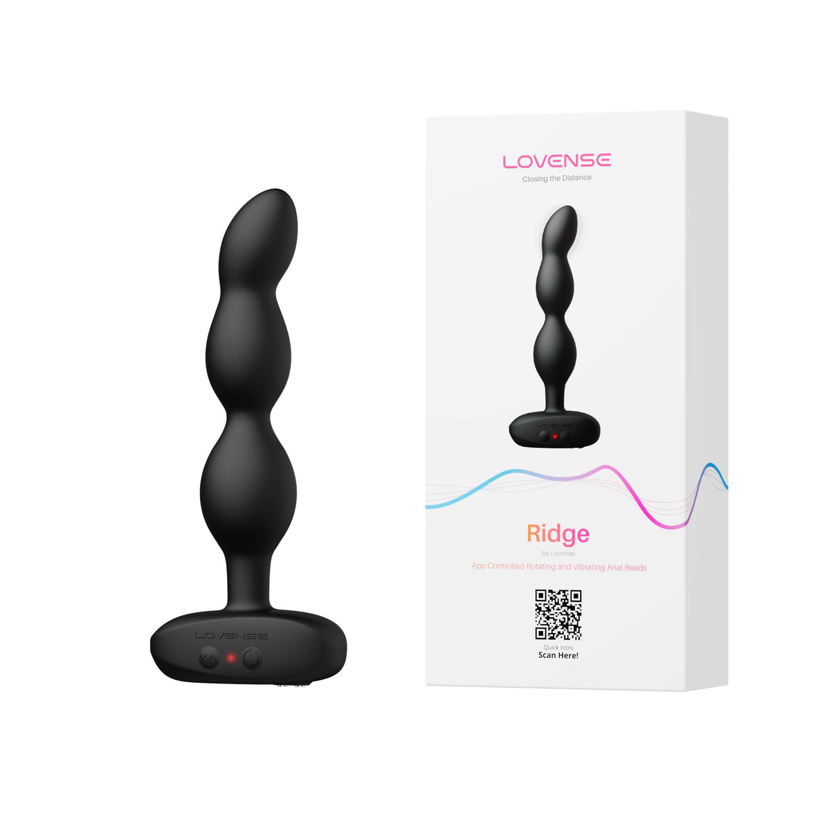 Lovense - Ridge App-Controlled Vibrating Rotating Anal Beads (Black) LOS1051 CherryAffairs