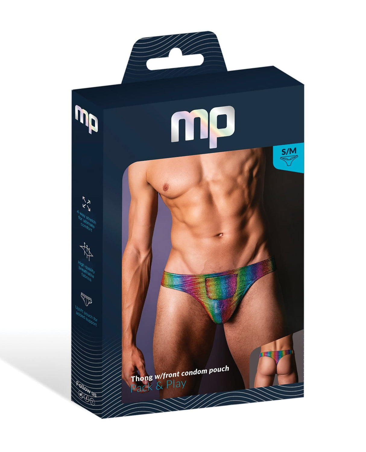 Male Power - Pack & Play Men's Thong with Condom Pouch (Rainbow) CherryAffairs