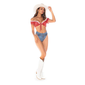 Mapale - Sexy Cowgirl Tie Top with Booty Short Panty 2pcs Costume Set (Multi color) MAP1020 CherryAffairs