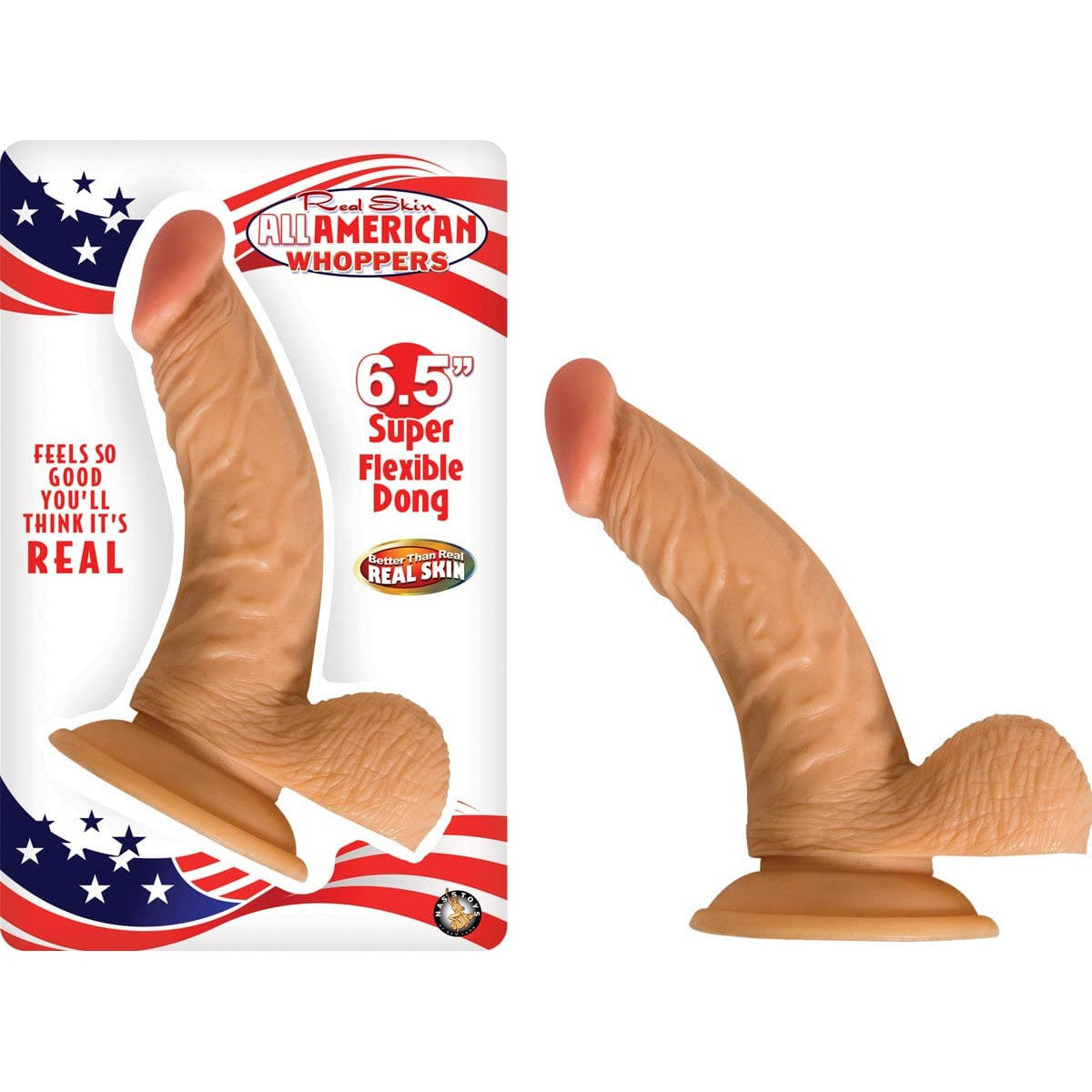 Nasstoys - Real Skin All American Whoppers Super Flexible Dong with Balls CherryAffairs