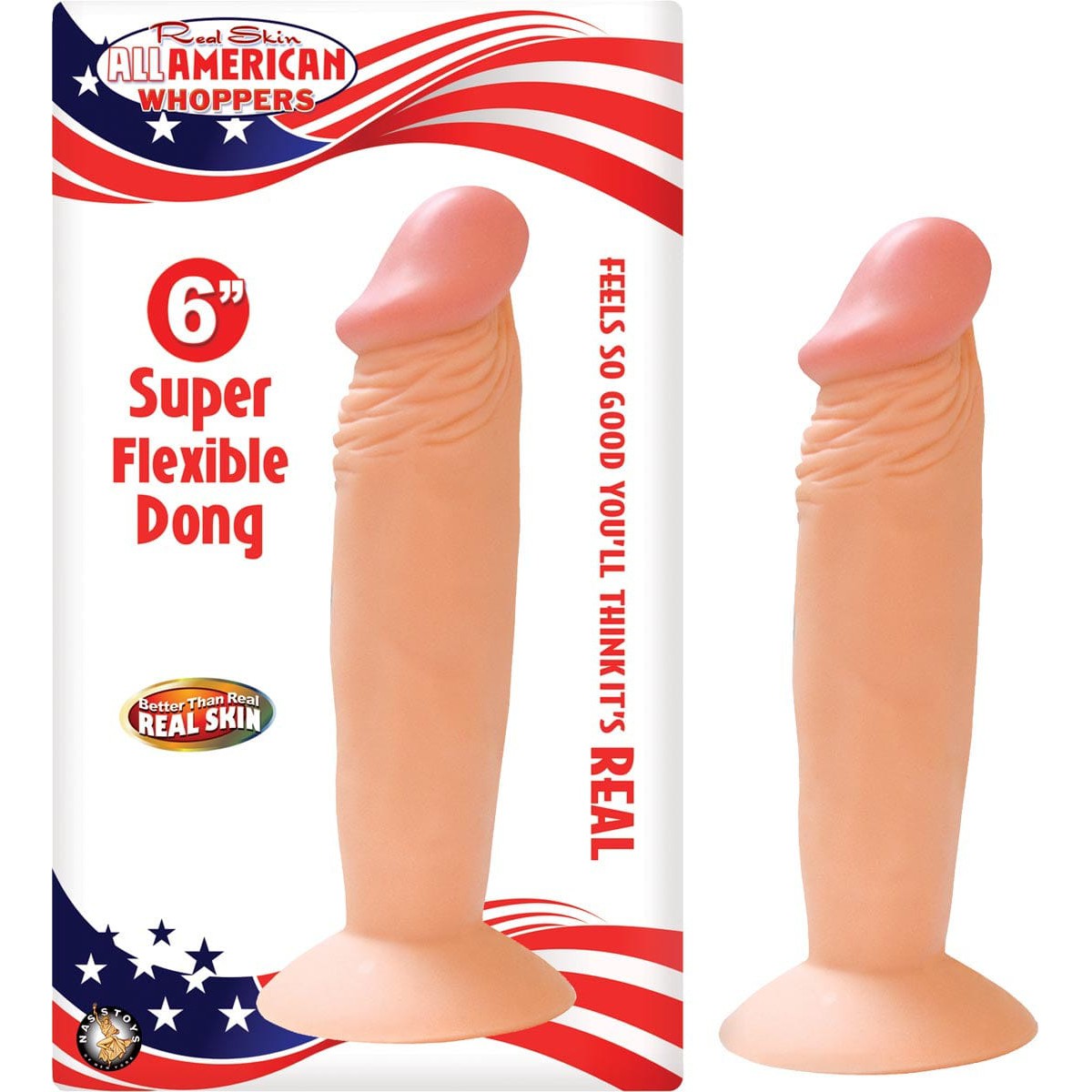 Nasstoys - Real Skin All American Whoppers Super Flexible Dong with Balls CherryAffairs