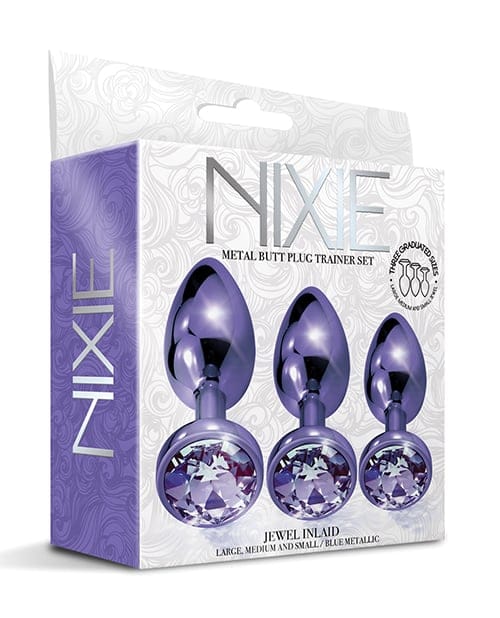 Nixie - Metal Jeweled Anal Plug Training Set (Metallic Purple) OT1317 CherryAffairs