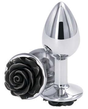 NS Novelties - Rear Assets Small Black Rose Aluminium Anal Plug NS1178 CherryAffairs