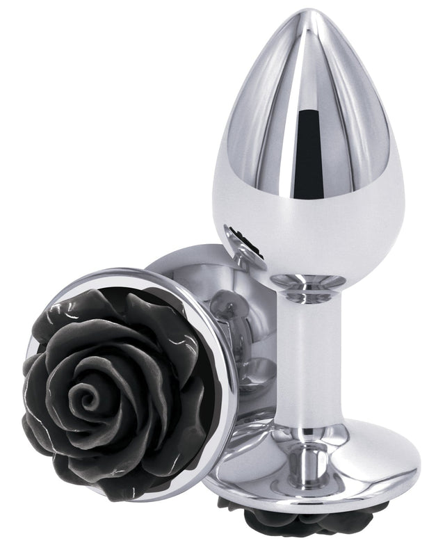 NS Novelties - Rear Assets Small Black Rose Aluminium Anal Plug NS1178 CherryAffairs
