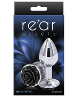 NS Novelties - Rear Assets Small Black Rose Aluminium Anal Plug NS1178 CherryAffairs