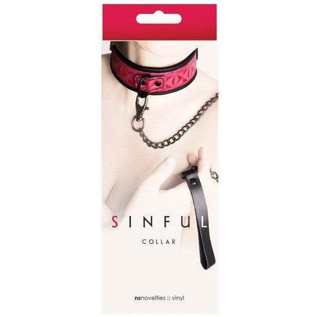NS Novelties - Sinful Collar with Leash  Pink 657447091667 Leash