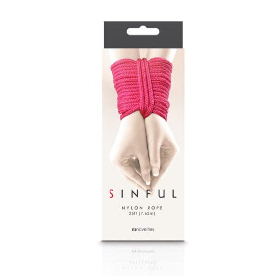 NS Novelties - Sinful Nylon Bondage Rope 25ft  Pink 657447099922 Rope