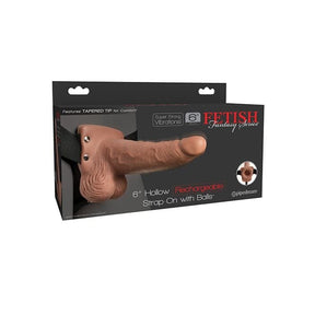 Pipedream - Fetish Fantasy Rechargeable Hollow Strap On Dildo with Balls (Brown) PD2073 CherryAffairs