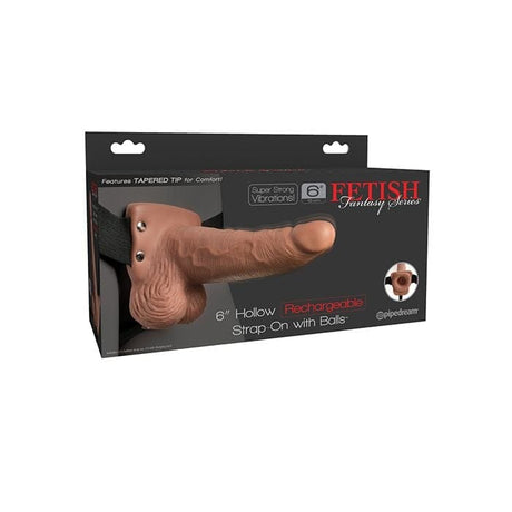 Pipedream - Fetish Fantasy Rechargeable Hollow Strap On Dildo with Balls (Brown) PD2073 CherryAffairs