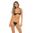 Rene Rofe - Vinyl Vibes Cage Bra and G String Lingerie Set (Black) CherryAffairs