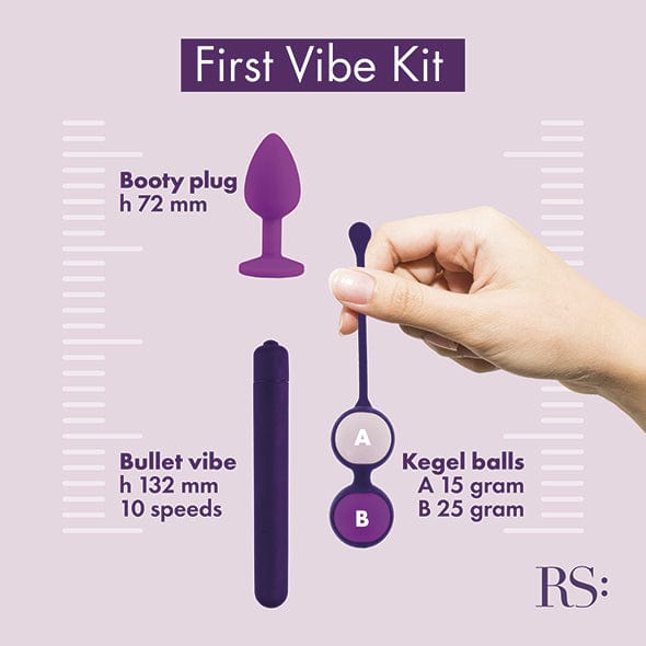 Rianne S - Essentials First Vibe Kit Anal Plug Vibrator Kegel Balls (Purple)    Bullet (Vibration) Non Rechargeable