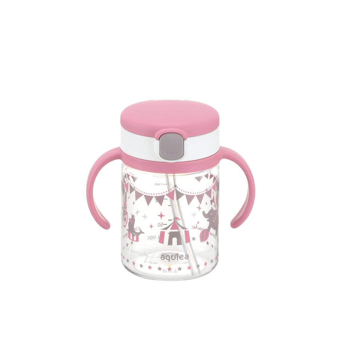 Richell - Aqulea Clear Tritan Sippy Straw Baby Water Bottle Mug  Pink 4973655220146 Baby Water Bottle