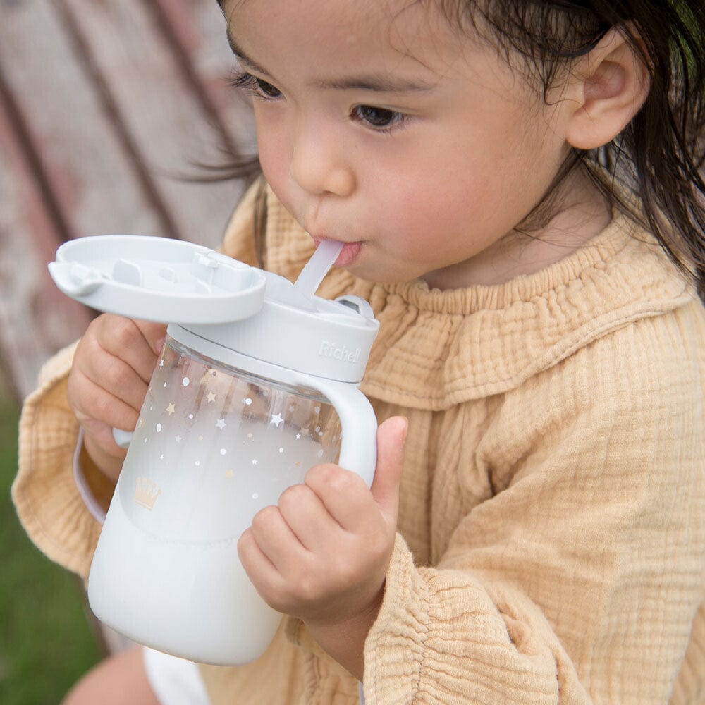 Richell - Axstars Baby Straw Cup Clear Tritan Training Water Bottle Mug    Baby Water Bottle