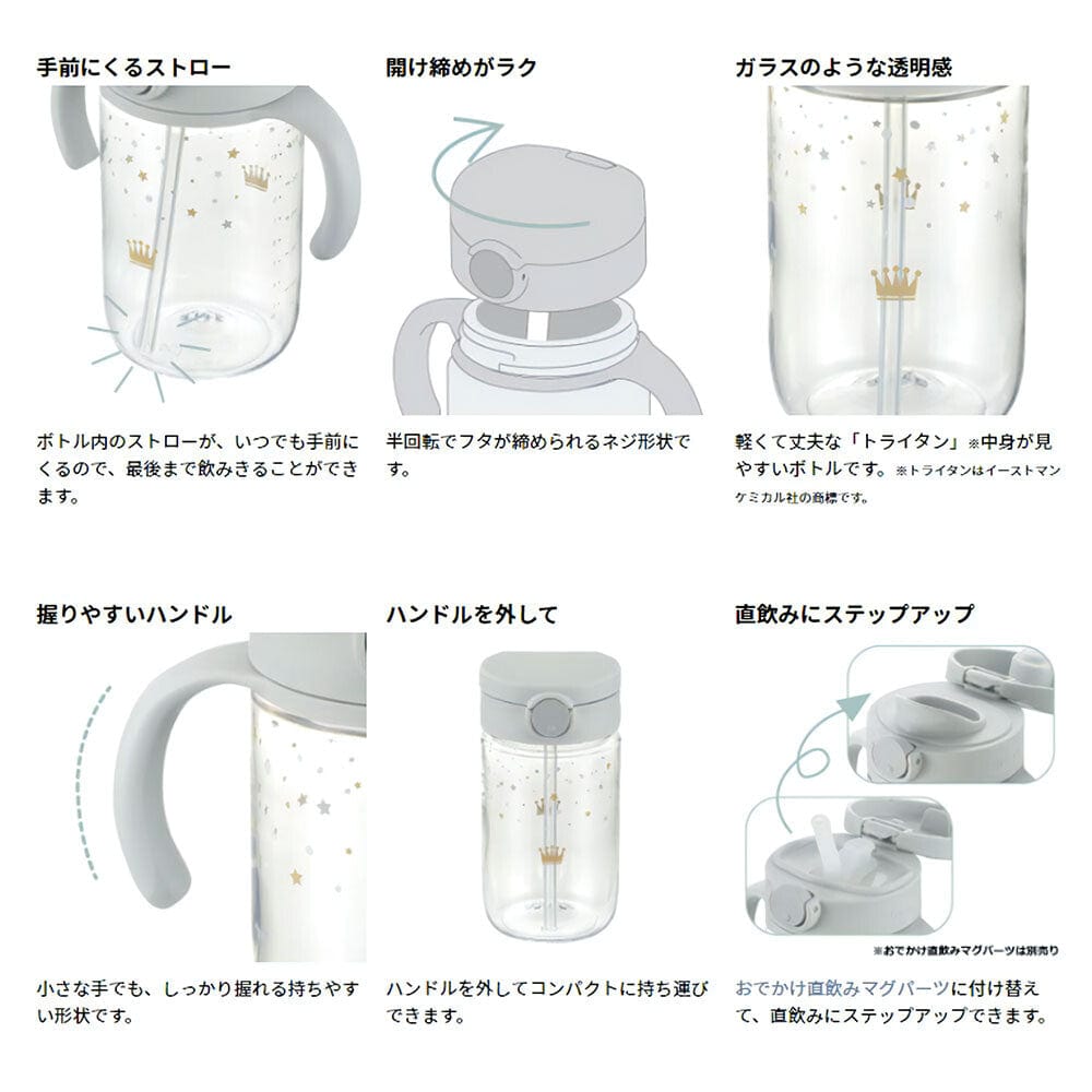 Richell - Axstars Baby Straw Cup Clear Tritan Training Water Bottle Mug    Baby Water Bottle