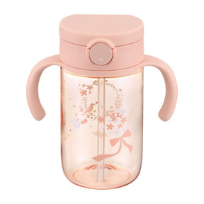 Richell - Axstars Baby Straw Cup Clear Tritan Training Water Bottle Mug  Pink 4945680204460 Baby Water Bottle