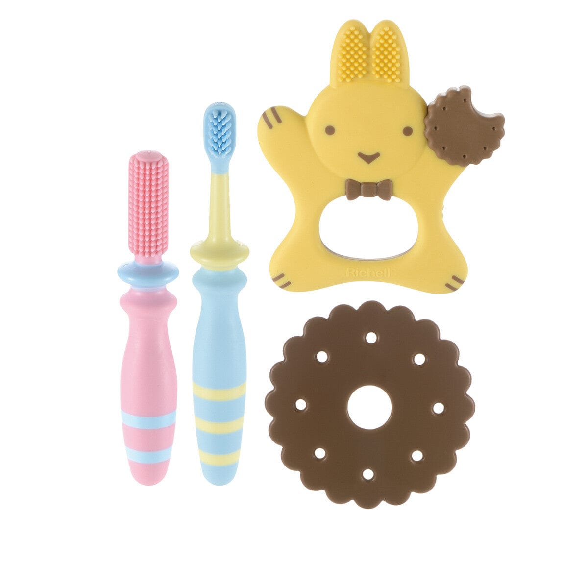 Richell - T.L.I Try Toothbrushing Habit Baby Toothbrush Starter Set (3 Pieces)    Baby Toothbrush