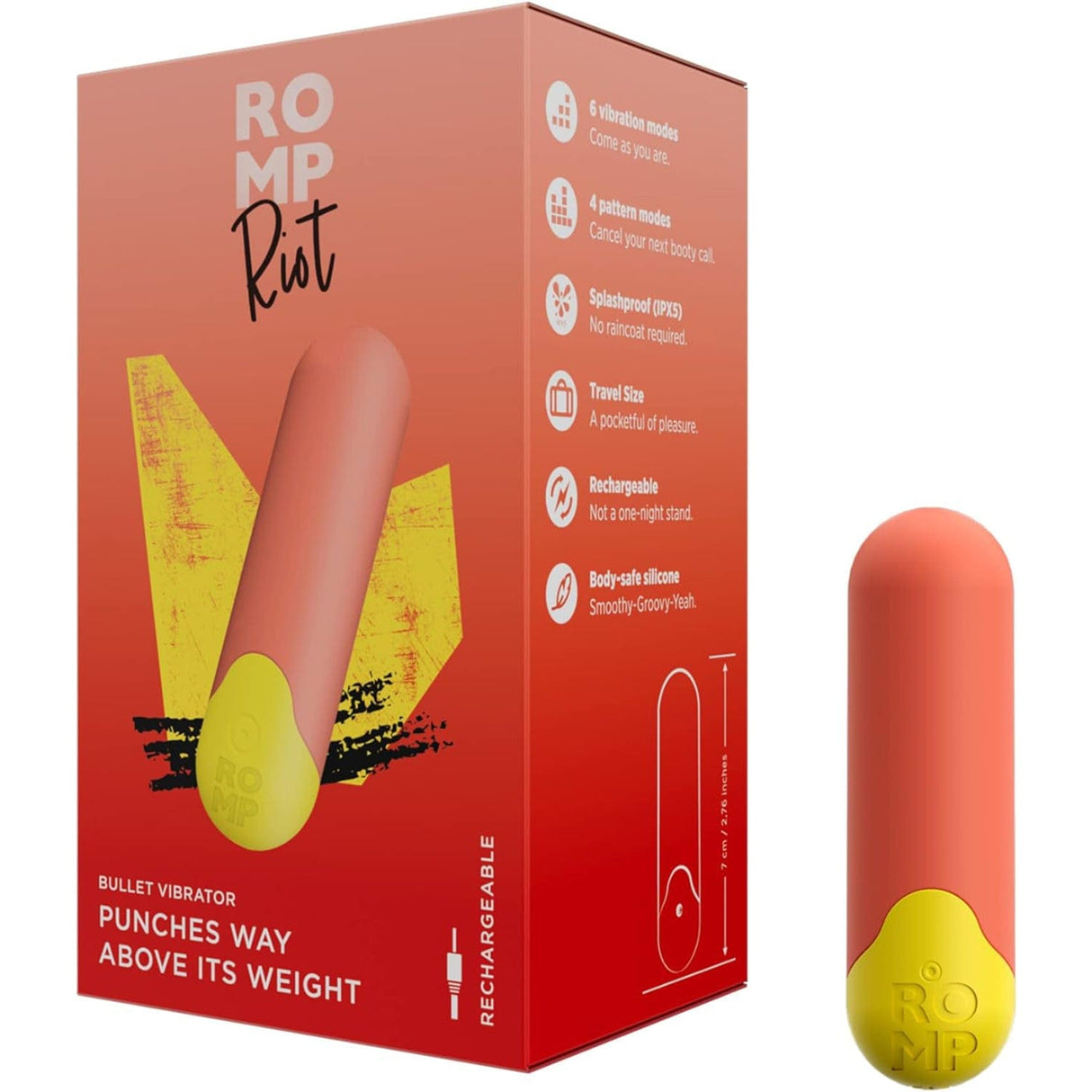 Romp - Riot Bullet Vibrator (Orange) RM1012 CherryAffairs