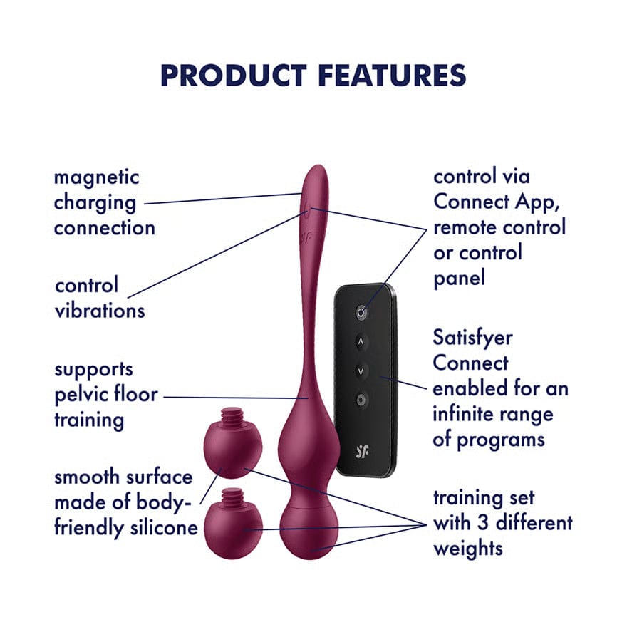 Satisfyer - Love Birds Vary App-Controlled Pelvic Training Kegel Balls (Berry) STF1306 CherryAffairs