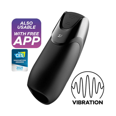 Satisfyer - Getaran Plus Lelaki Masturbator Stroker Kawalan Aplikasi (Hitam)