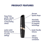 Satisfyer - Perfect Kiss Clitoral Air Stimulator Vibrator (Black) STF1308 CherryAffairs