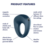 Satisfyer - Power Ring Rechargeable Cock Ring (Dark Blue) STF1057 CherryAffairs