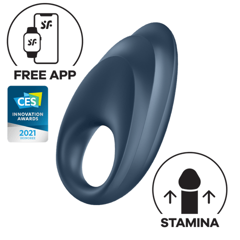 Satisfyer - Powerful One App-Controlled Silicone Cock Ring (Blue Black)