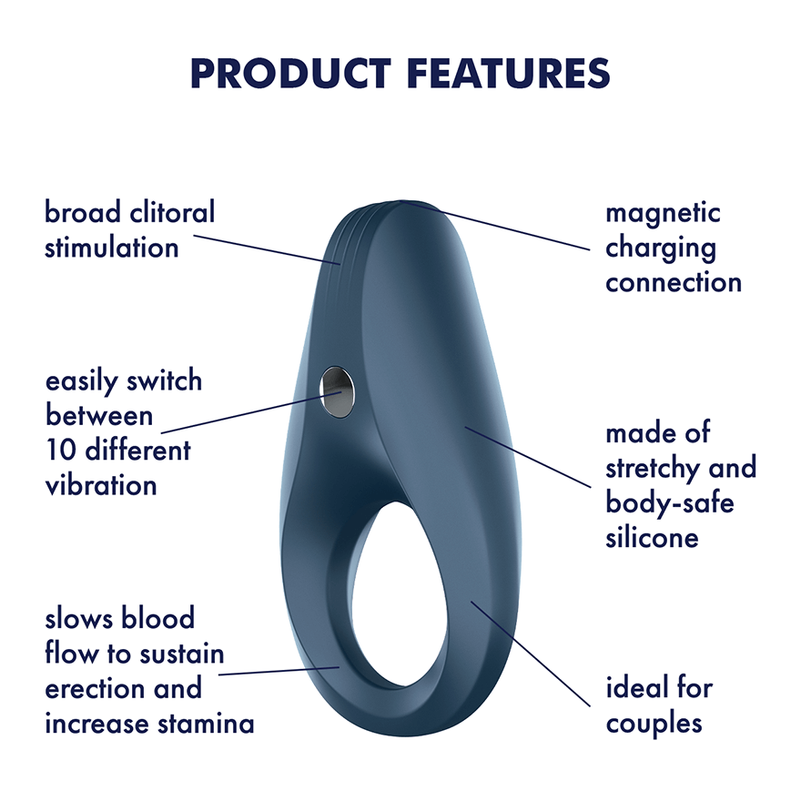 Satisfyer - Rings Plus Vibration Rechargeable Rocket Cock Ring (Dark Blue) STF1058 CherryAffairs