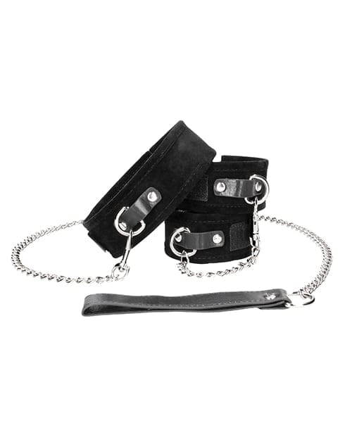 Shots - Ouch Hook-and-Loop Collar, Leash and Hand Cuff Set (Black) ST1088 CherryAffairs