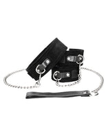Shots - Ouch Hook-and-Loop Collar, Leash and Hand Cuff Set (Black) ST1088 CherryAffairs