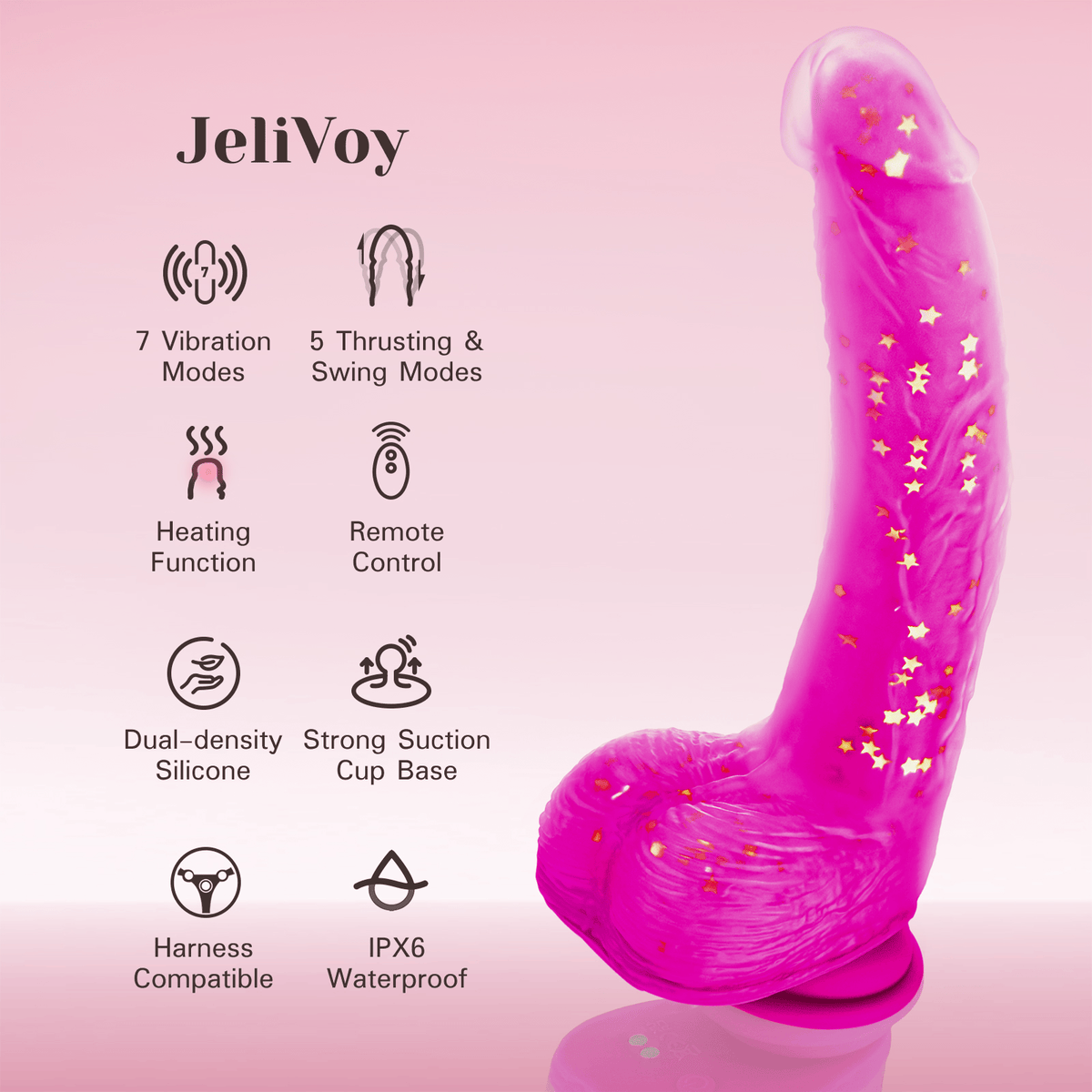 Tracy's Dog - JeliVoy Thrusting Dildo Jellyskin (Rose Red) TRD1029 CherryAffairs