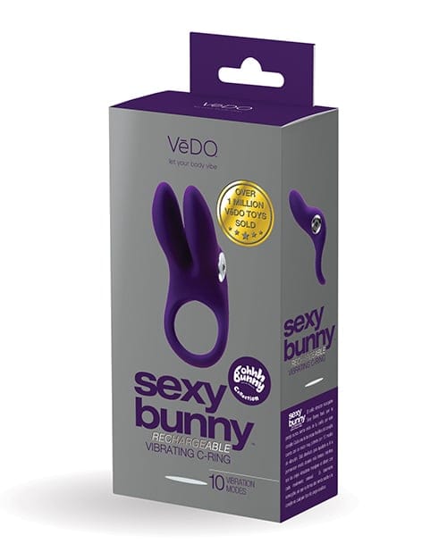 VeDO - Sexy Bunny Rechargeable Vibrating Cock Ring (Purple)
