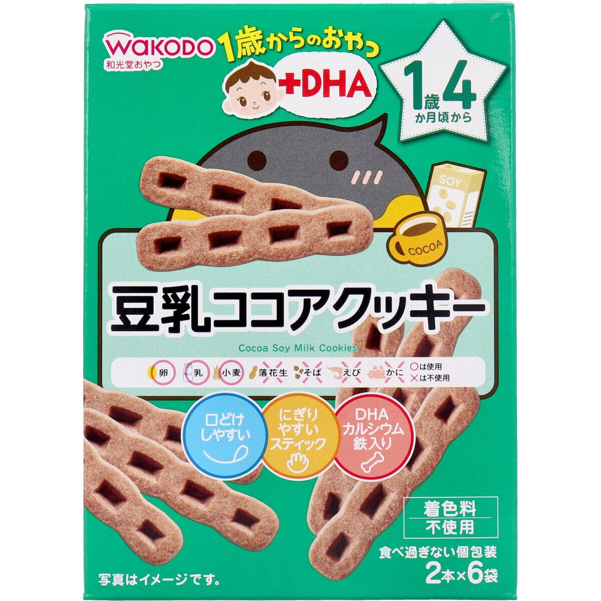 Wakodo - Baby Snacks + DHA Soy Milk Cocoa Cookies 2 bottles x 6 bags WAK1020 CherryAffairs