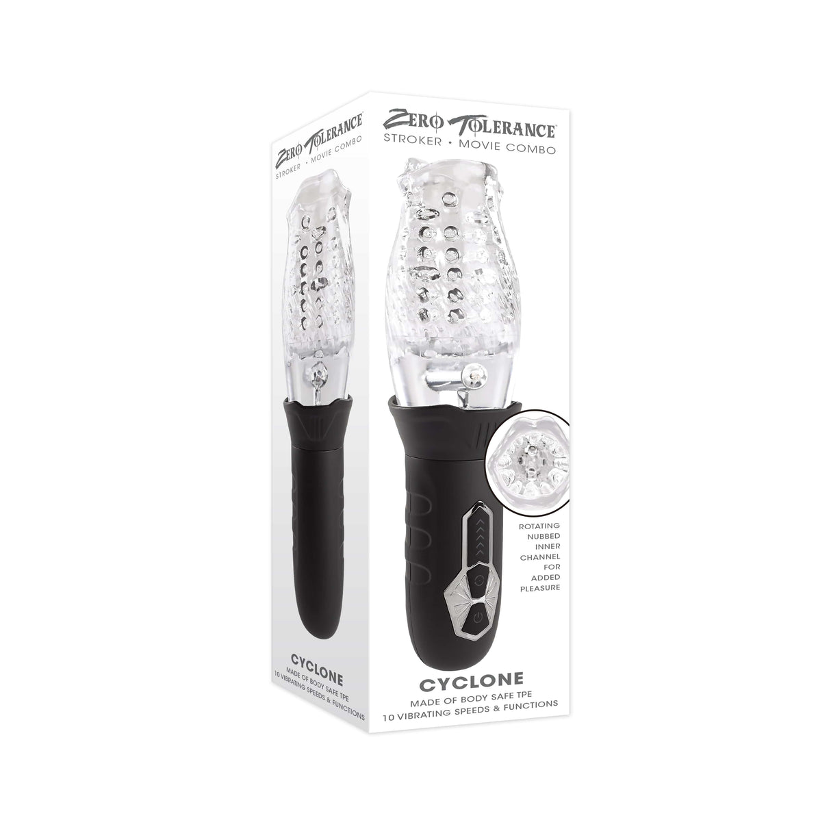 Zero Tolerance - Cyclone Rotating Vibrating Stroker Masturbator (Clear) ZR1067 CherryAffairs