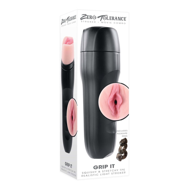 Zero Tolerance - Grip It Squishy Realistic Stroker with Vibrating Cock Ring CherryAffairs