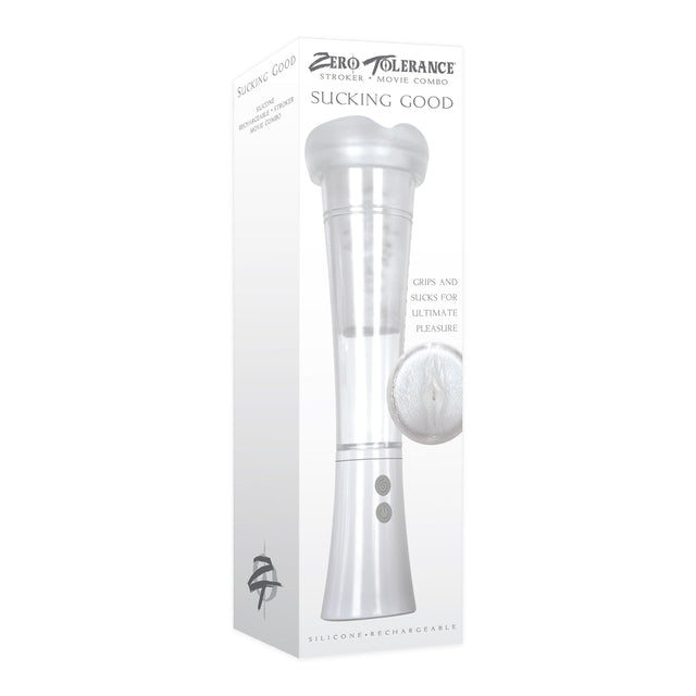 Zero Tolerance - Sucking Good Rechargeable Vacuum Suction Vibrating Masturbator Penis Pump (White) ZR1042 CherryAffairs